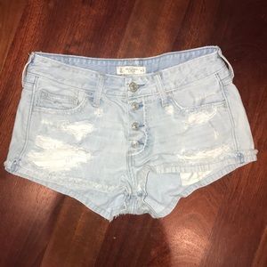 Abercrombie & Fitch Distressed Light Jean Shorts